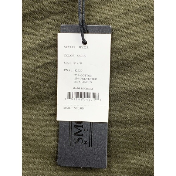 Smoke Rise Biker Pants Mens Size 38 x 34 Army Green Black Stripe Slim Tapered - Picture 10 of 16